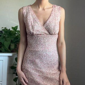 Vintage 90's Floral Midi Dress with Ruffle Hem